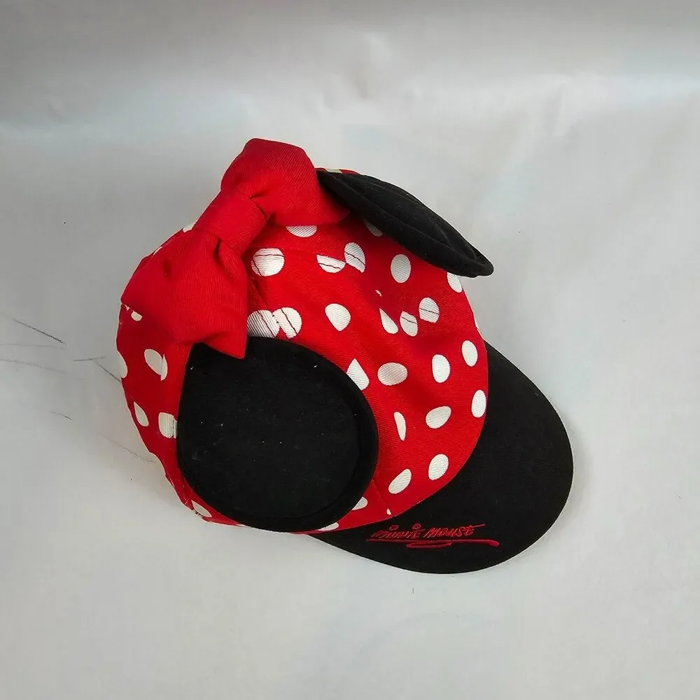 Minnie Mouse Polka Dot Ears Snapback Hat Cap Disney Parks World Girl Red Youth